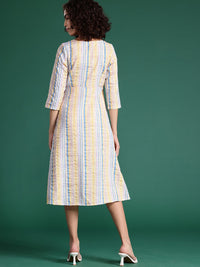 DressBerry Striped A-Line Midi Dress