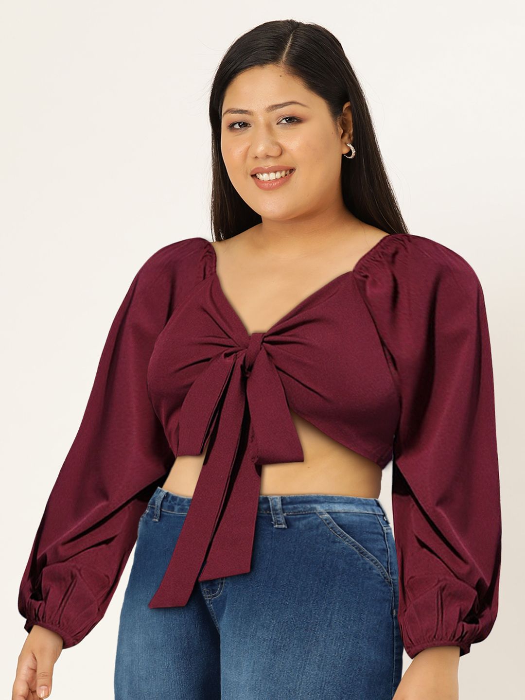 Berrylush Women Charming Maroon Solid Bustier Top