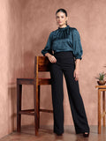 all about you Floral Self Designed High Neck Puff Sleeve Regular Top