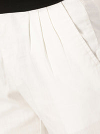 Thomas Scott Men Smart Pleated Linen Cotton Chinos Trousers