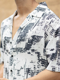 Powerlook Men Oversized Fit Abstract Printed Cuban Collar Casual Shirt