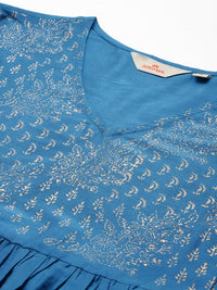 Anouk Tyohar Collection Paisley Print Pleated Kurti with Palazzos & Dupatta