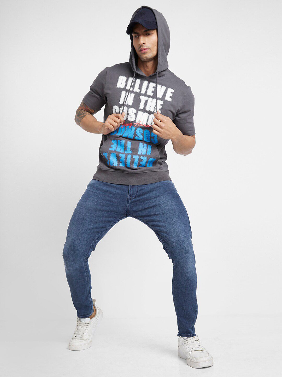 Being Human Typography Printed Hooded Cotton Pullover