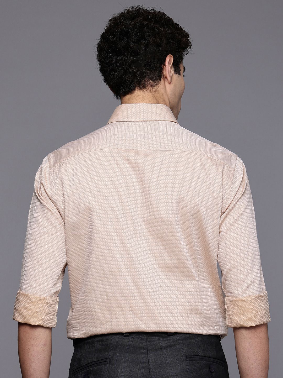 Raymond Slim Fit Geometric Self Designed Pure Cotton Formal Shirt