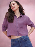 DressBerry Seersucker Crop Shirt