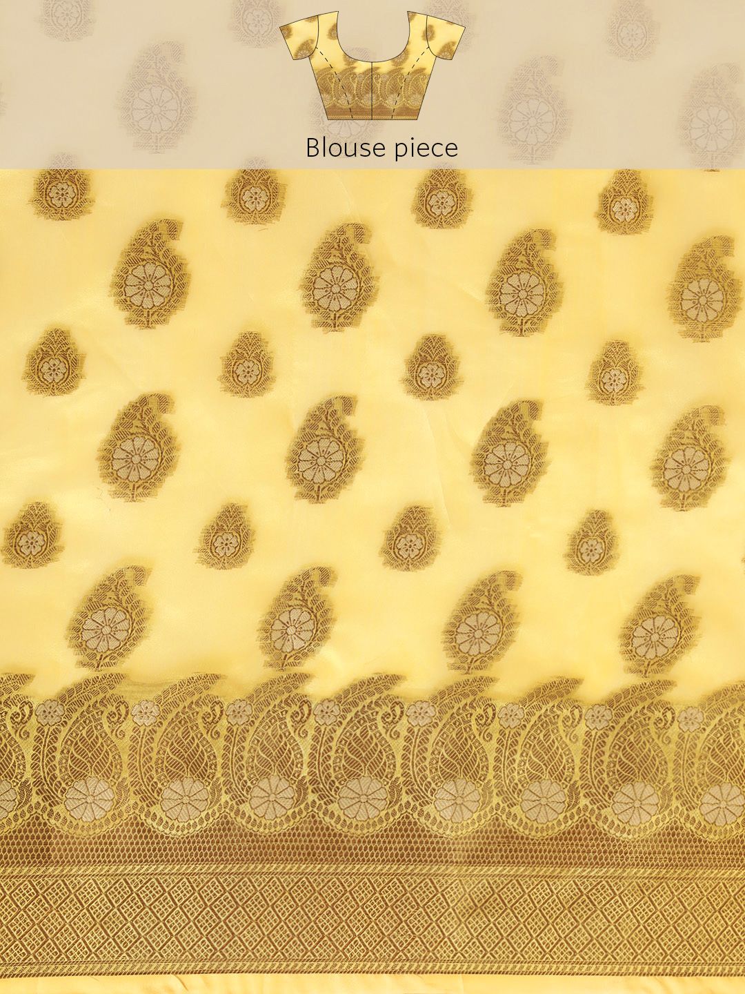 Saree mall Yellow Paisley Silk Blend Banarasi Saree