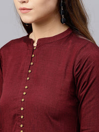 Gerua By Libas Women Maroon Solid Maxi Dress