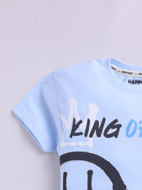 Happy Faces Kids Boys Typography Printed Pure Cotton T-Shirt