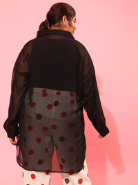 CURVY STREET Women Boxy Sheer Casual Shirt