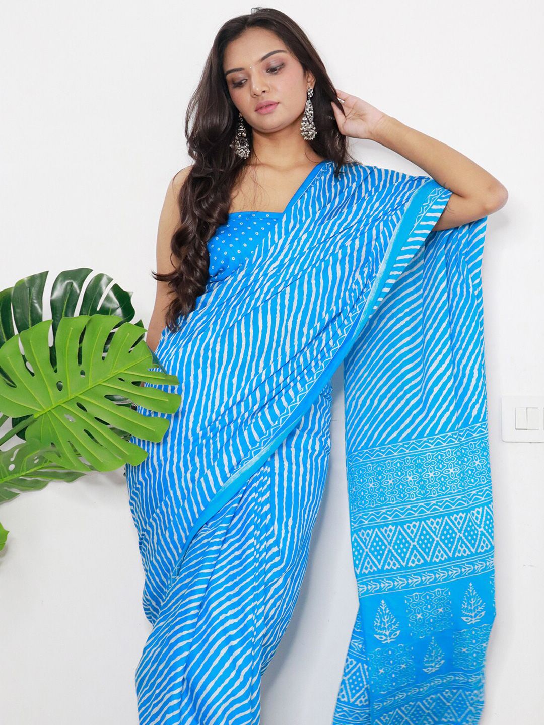 Saree mall Leheriya Printed Pure Cotton Saree