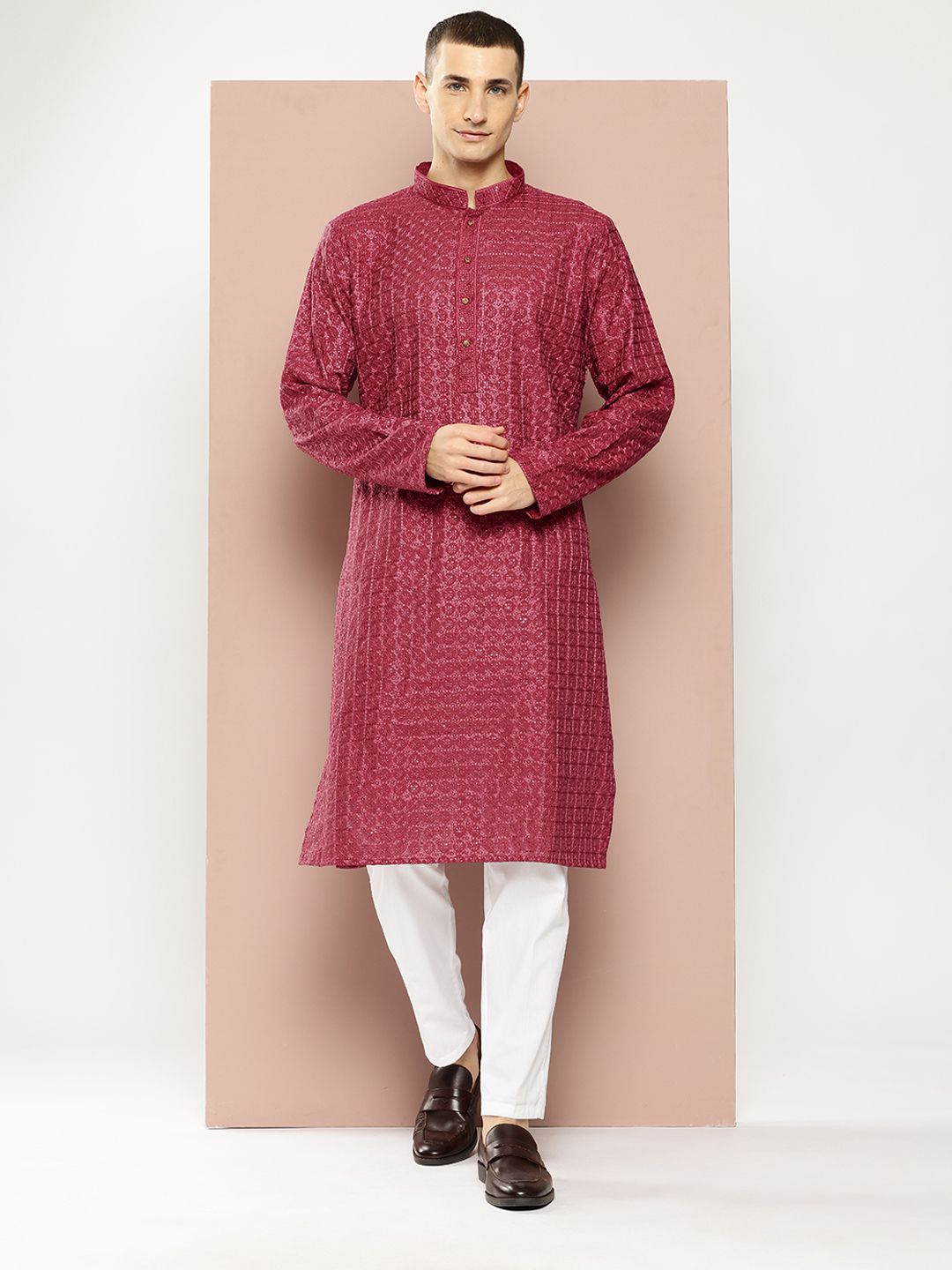 See Designs Men Embroidered Sequinned Kurta with Pyjamas