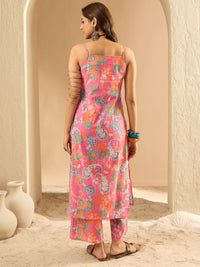 Indo Era Women Floral Printed Regular Pure Cotton Kurta with Palazzos