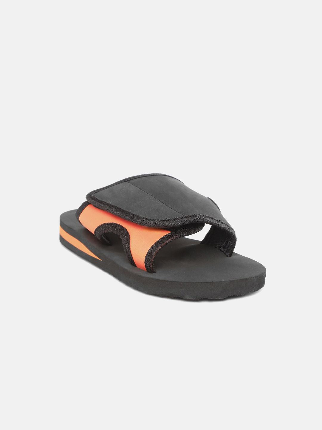 YK Kids Black Solid Velcro Sliders