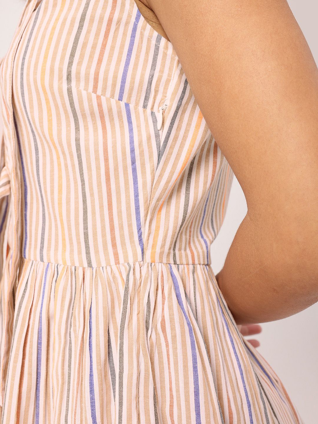 DressBerry Vibrant Stripes Gathered Grace A-Line Mini Dress