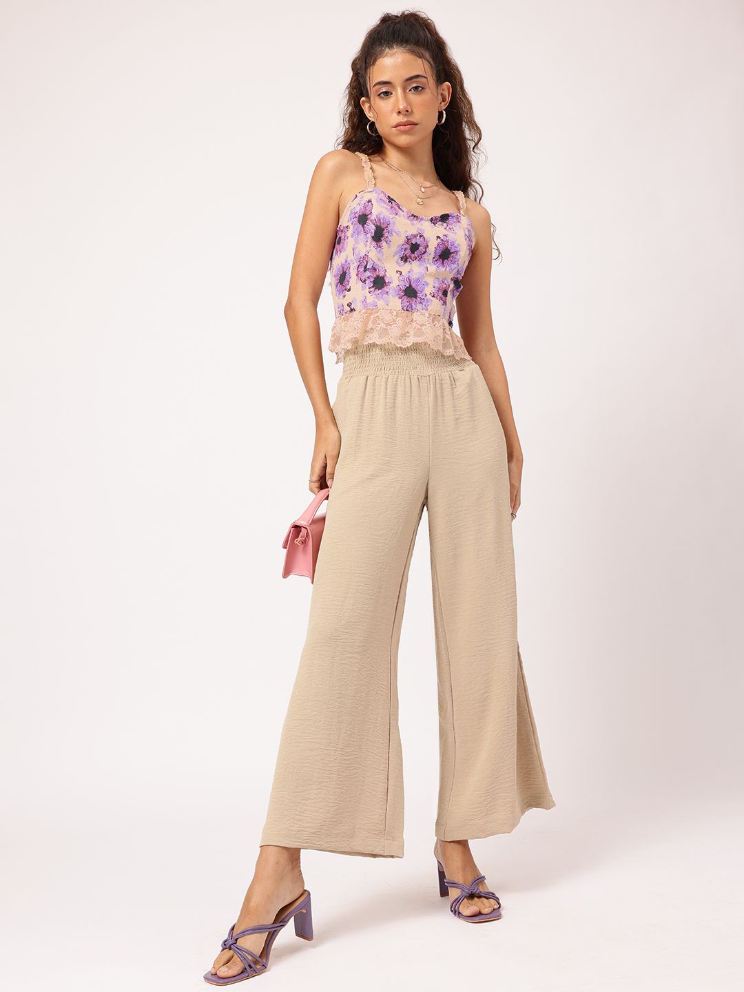 DressBerry Floral Fantasy Lace Inserts Regular Top