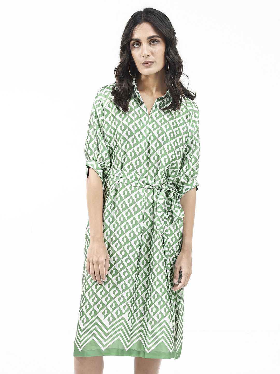 RAREISM Printed Shirt Midi Dress