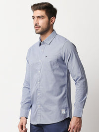 Thomas Scott Men Pure Cotton Blue Relaxed Micro Checks Checked Casual  Shirt