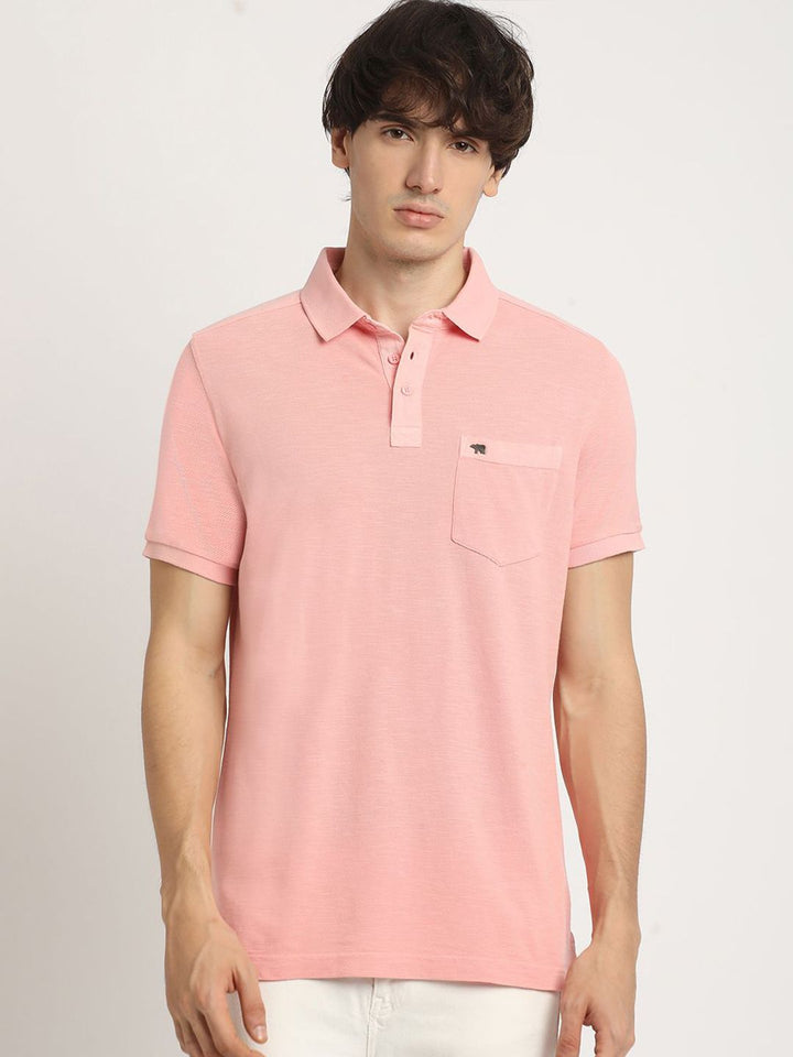 THE BEAR HOUSE Men Solid Regular Fit Polo T-shirt