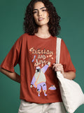 DressBerry Graphic Printed Drop-Shoulder Sleeve T-shirt