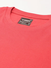 Difference of Opinion Men Coral Pure Cotton Drop-Shoulder Oversized Fit T-shirt