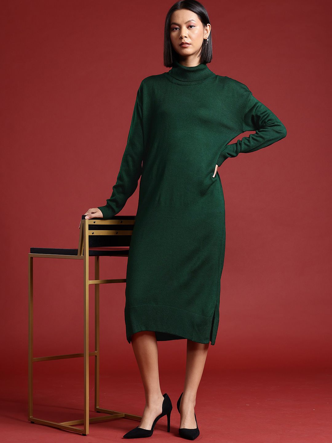 all about you Acrylic Sweater Midi Dress