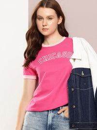 DILLINGER Typography Embroidered Raglan Sleeves Pure Cotton T-shirt