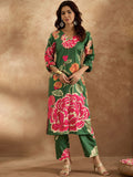 Indo Era Women Floral Printed Regular Kurta with Trousers
