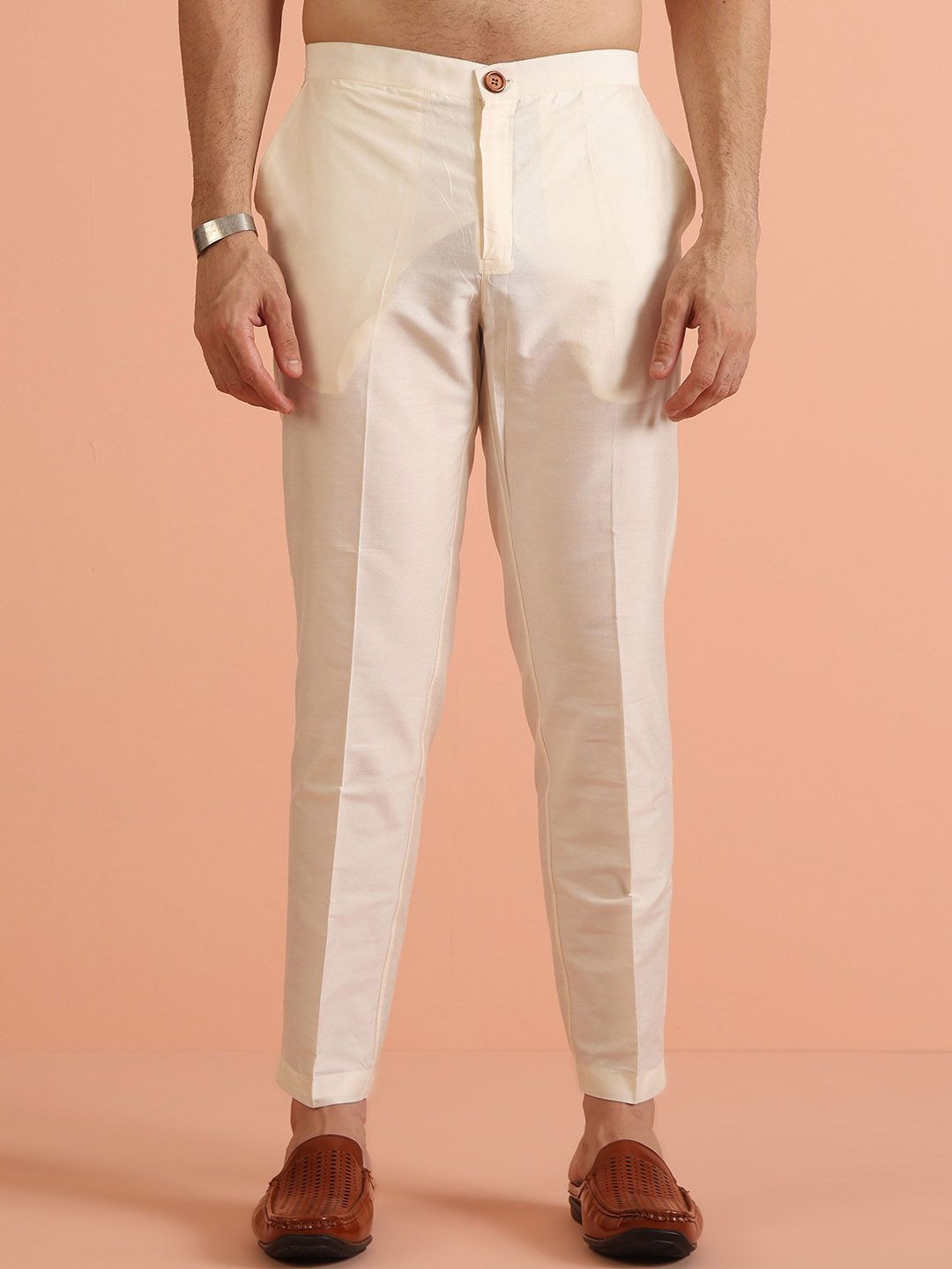 KISAH Floral Woven Design Straight Kurta With Trousers