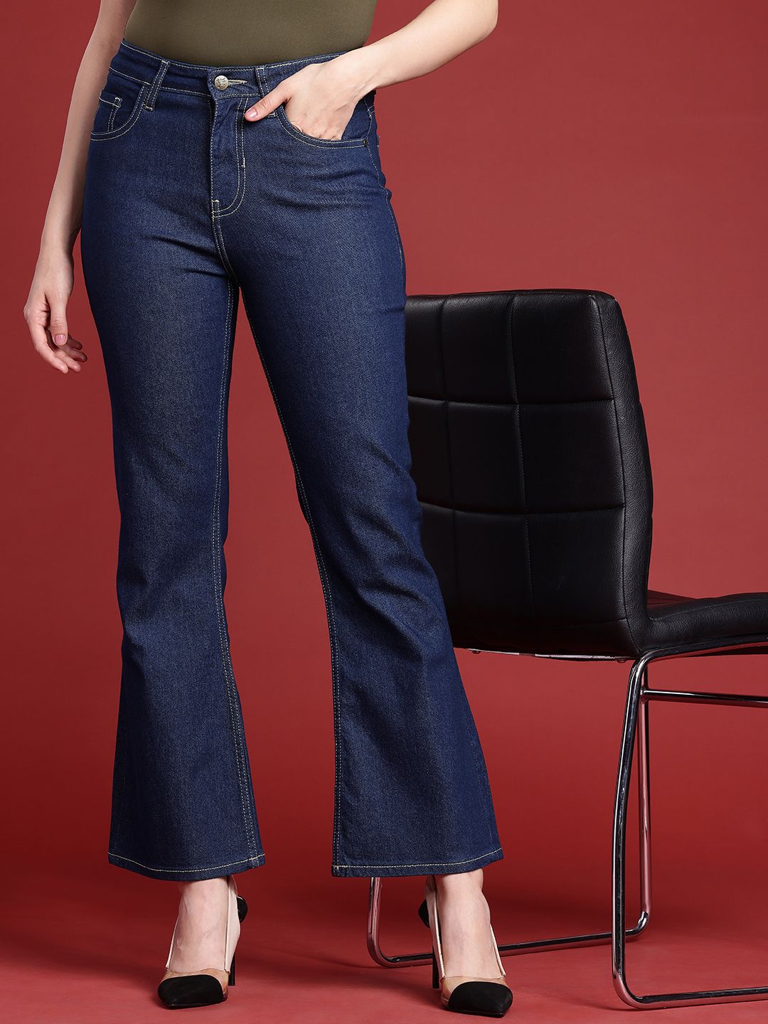 all about you Women Slim Bootcut Fit High-Rise Stretchable Jeans