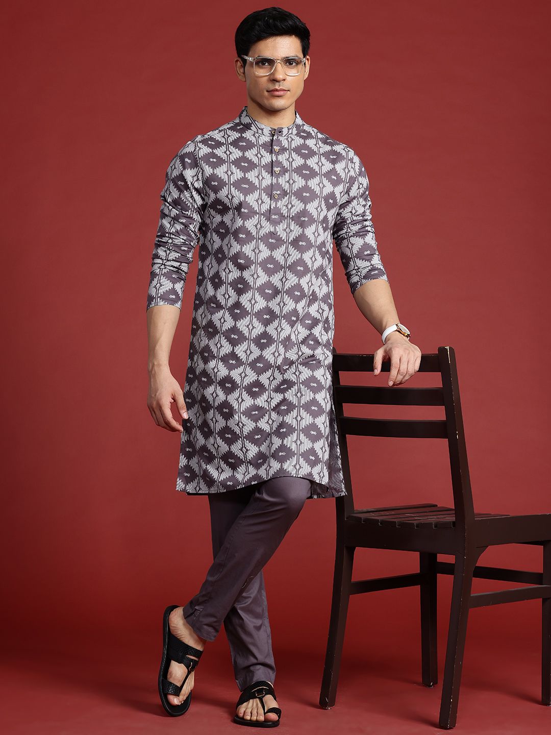 Anouk Printed Regular Pure Cotton Kurta with Trousers