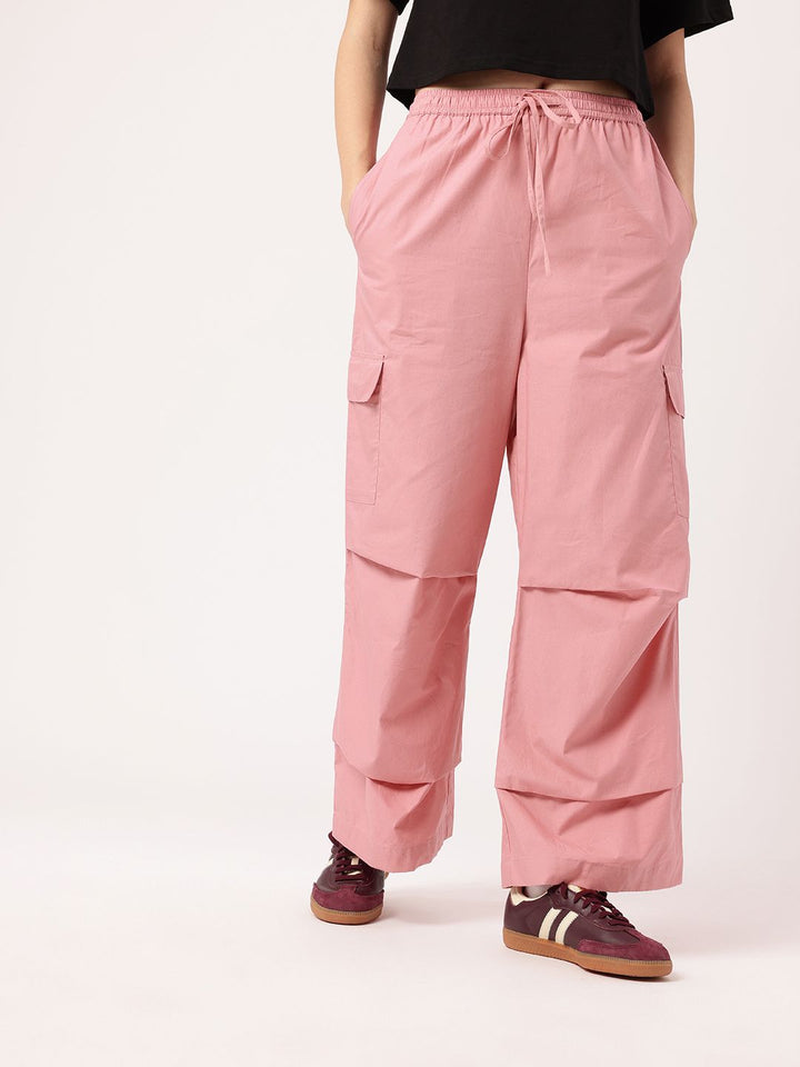 DressBerry Women Indie Street, Rose-Hued Cool Cargo Trousers