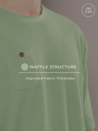 DILLINGER Men Waffle Structure Self Design Pure Cotton Pockets T-shirt