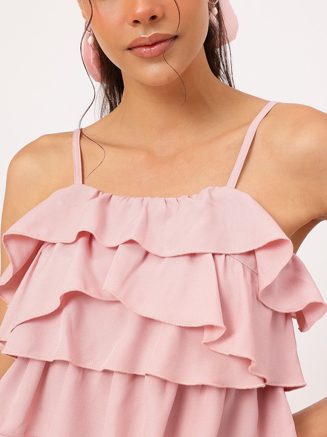 DressBerry Ruffle Dreams Tiered Smocked Crop Top