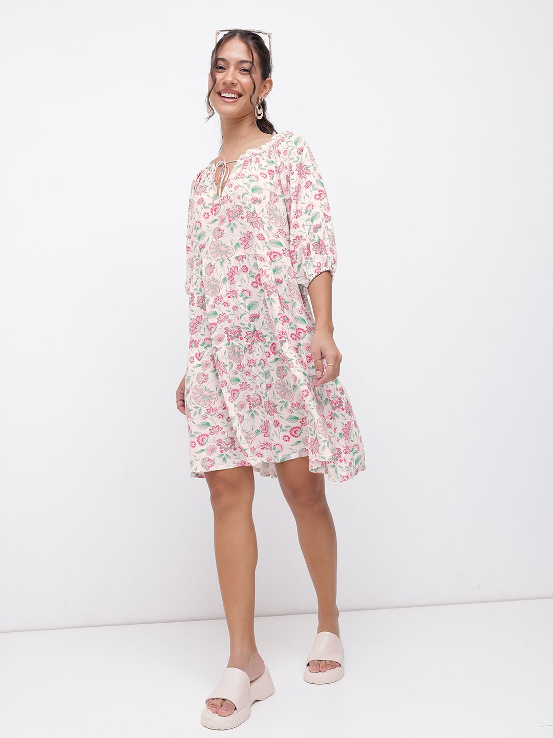 DressBerry Vacay Vibes Floral A-Line Dress
