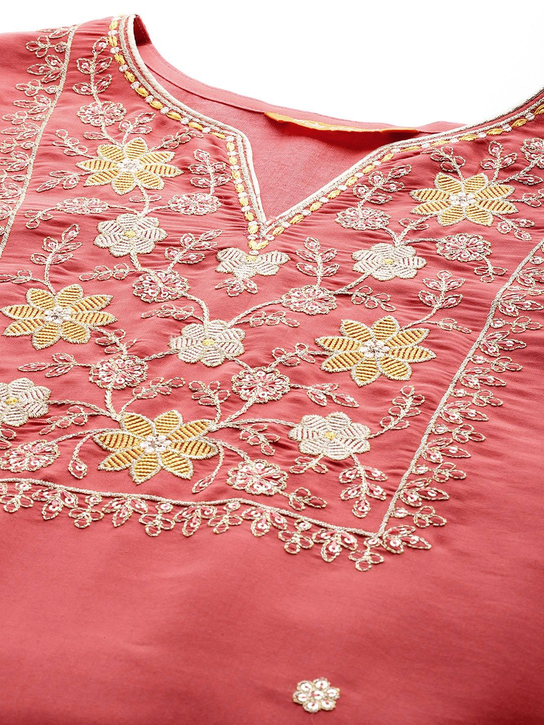 Indo Era Women Floral Embroidered Regular Sequinned Kurta with Trousers & With Dupatta