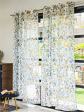 URBAN SPACE Yellow & White Set of 2 Floral Sheer Window Curtain