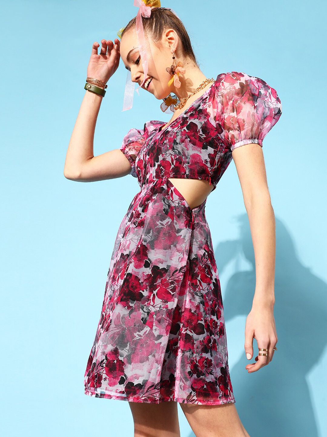 STREET 9 Floral Chiffon Mini Dress