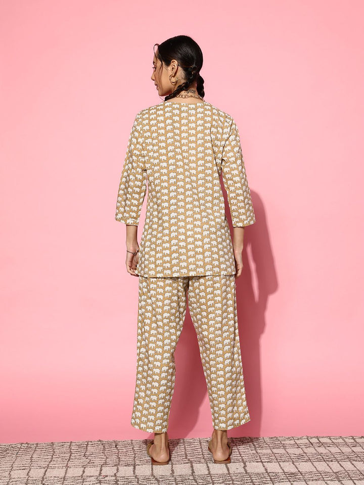 SANSKRUTIHOMES Printed Pure Cotton Tunic With Trousers