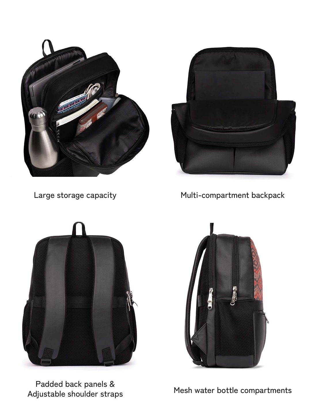 ZOUK  Women Chevron Printed Vegan Leather Backpack-Up to 16 inch