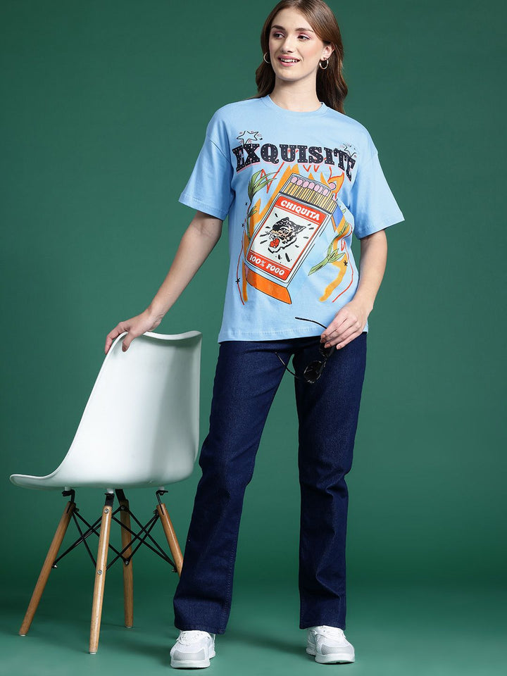 DressBerry Graphic Printed Drop-Shoulder Sleeves T-shirt