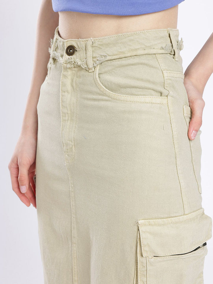 DressBerry Versatile Vogue Cargo Style Denim Maxi Skirt