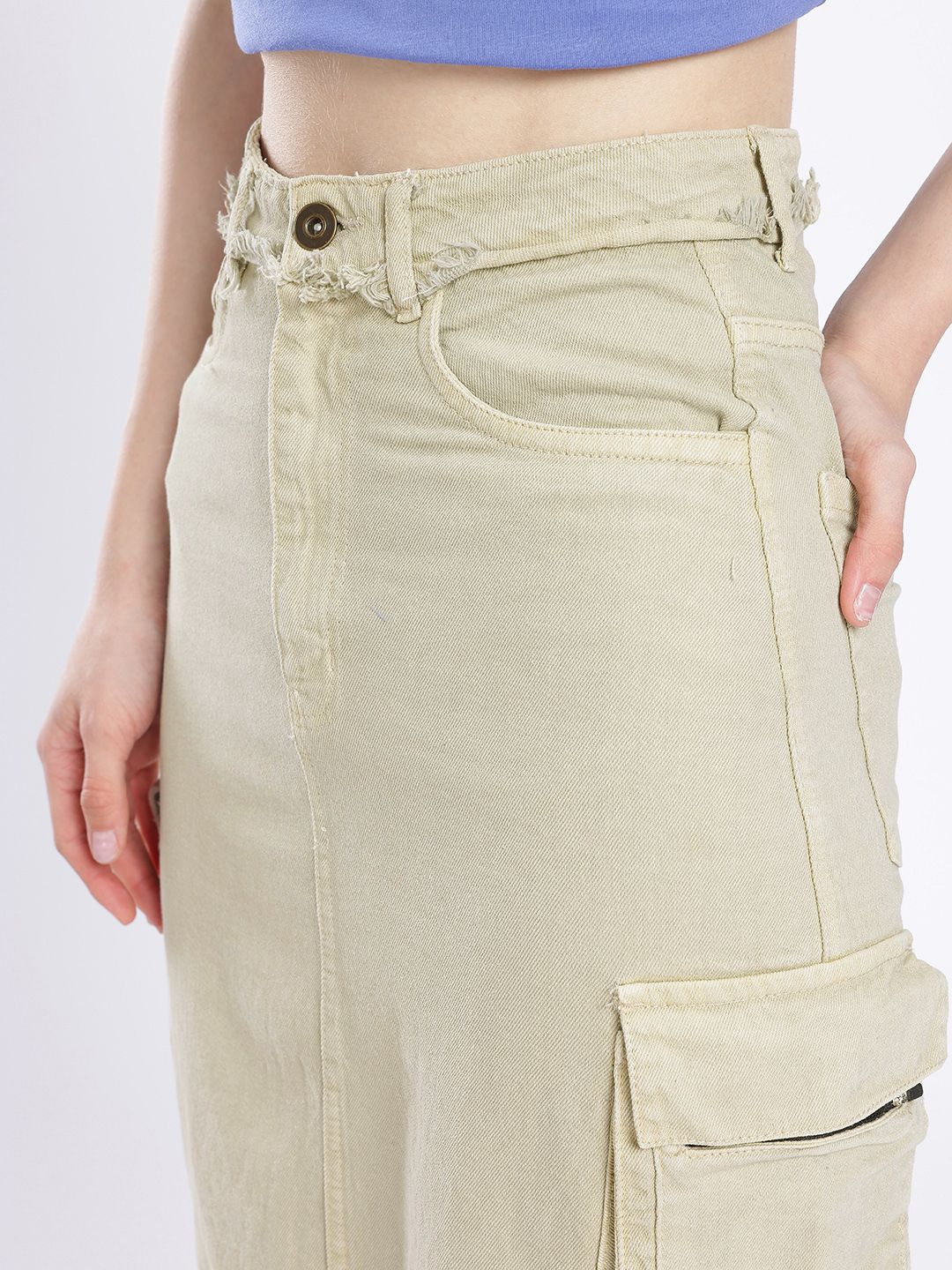 DressBerry Versatile Vogue Cargo Style Denim Maxi Skirt