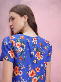 DressBerry Floral Printed Petal Sleeve Top
