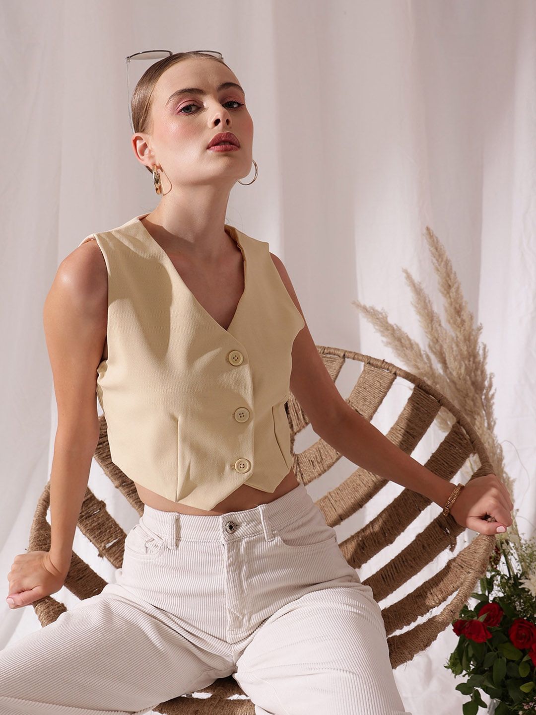 STREET 9  V-Neck Sleeveless Waistcoat