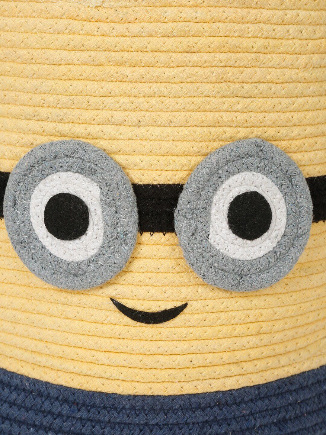 HOSTA HOMES Yellow & Blue Cartoon Character Textured Pure Cotton Foldable Laundry Bag