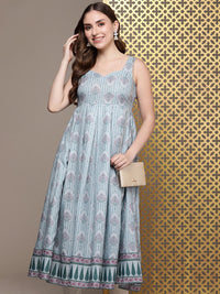 House of Pataudi Ethnic Motifs Printed A-Line Pleated Jashn Kurta