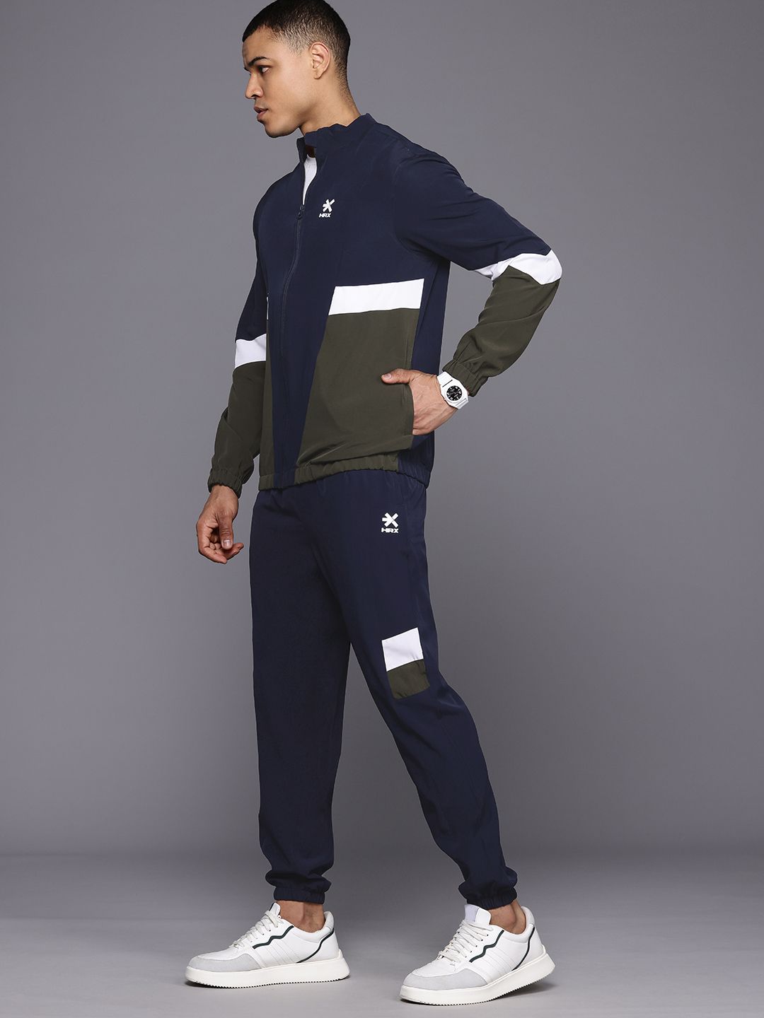 HRX by Hrithik Roshan Colour-block Casual Tracksuit