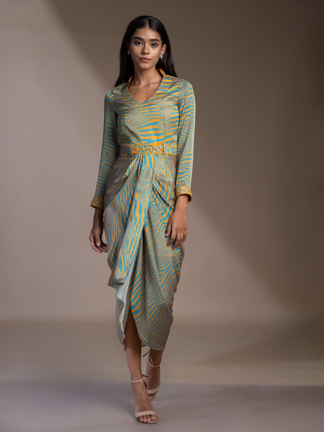 Mamicha Print Georgette A-Line Midi Dress