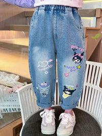 YK Girls Comfort Relaxed Fit High-Rise Light Fade Embellished Stretchable Jeans