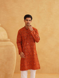 SOJANYA Ethnic Motifs Printed Band Collar Straight Long Kurta